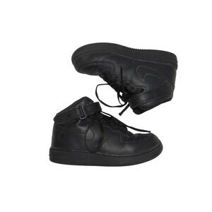 Nike Air Force 1 Mid Triple Black Leather Sneakers Mid Top Shoes 315123-001